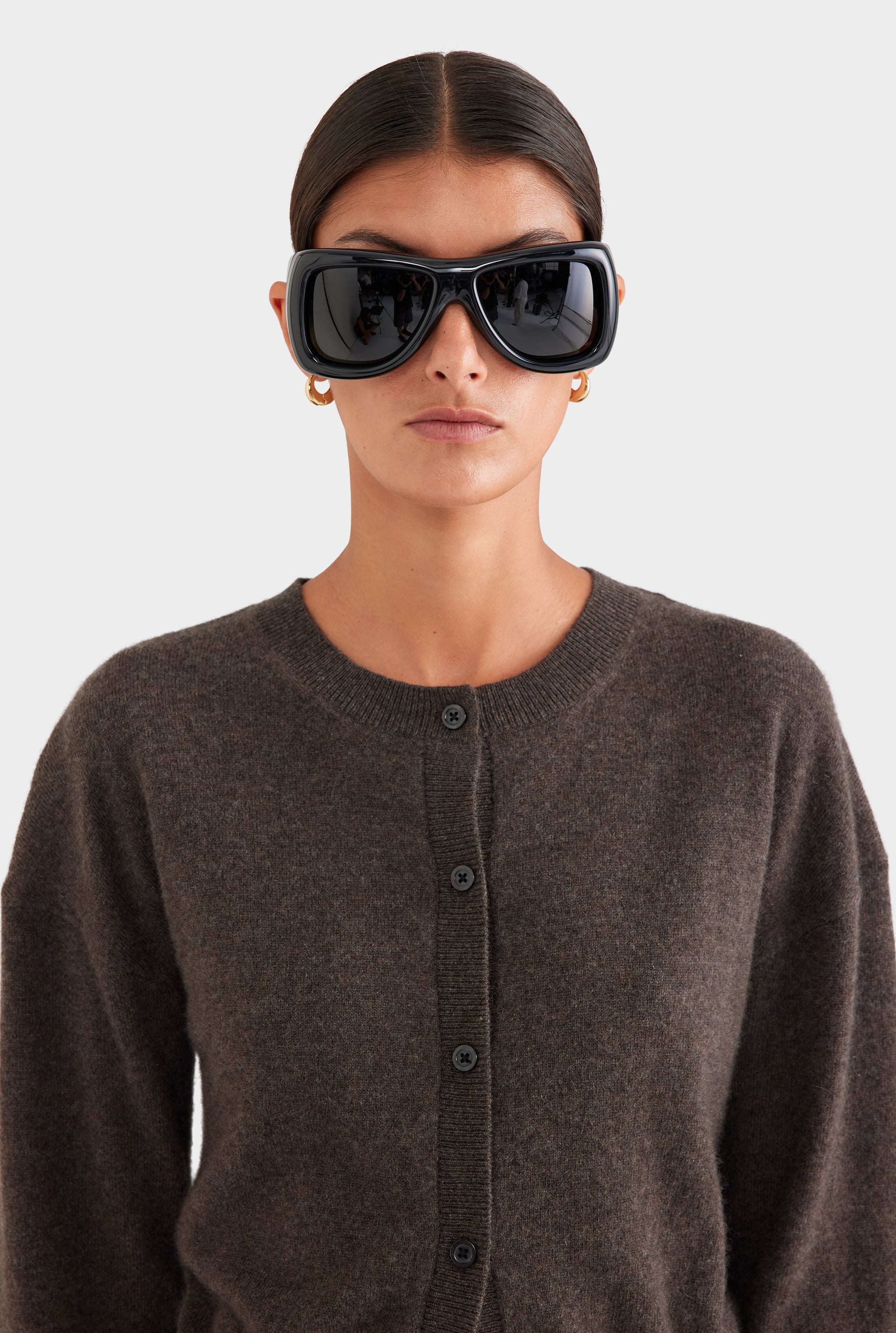Dropshoulder Cashmere Cardigan - Chocolate Marl