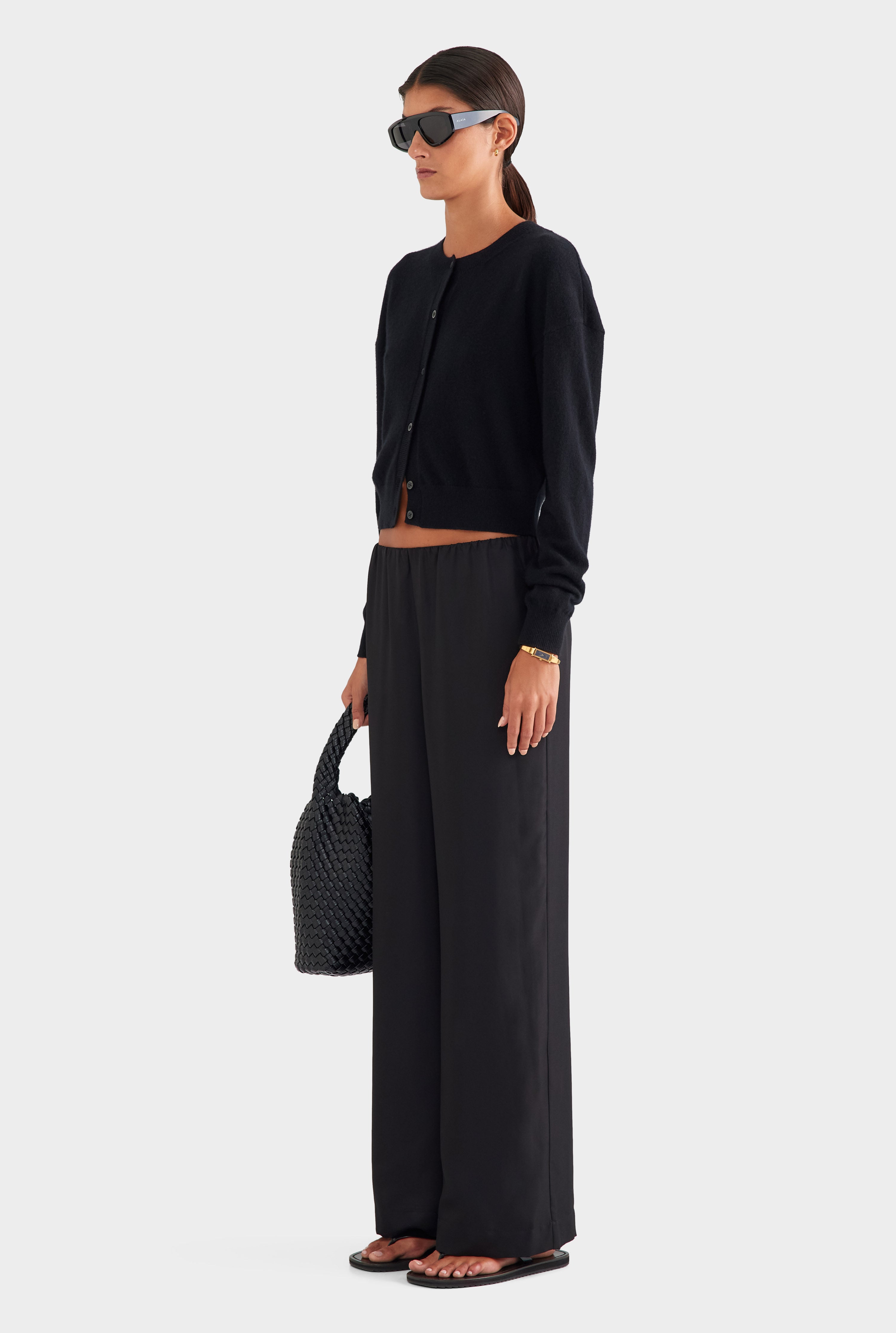 Womens Dropshoulder Cashmere Cardigan Black | Venroy – VENROY
