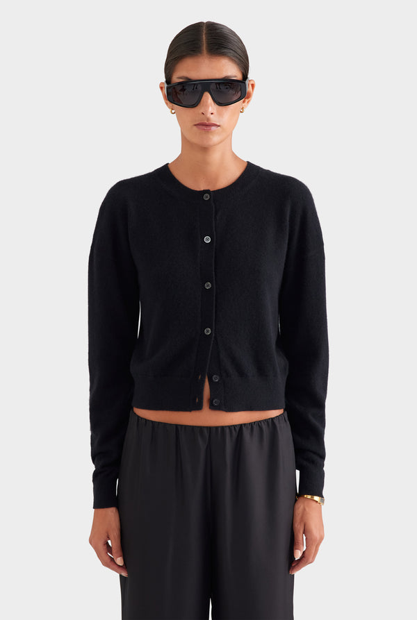 Dropshoulder Cashmere Cardigan - Black