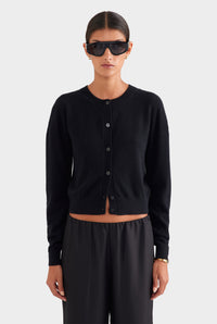 Dropshoulder Cashmere Cardigan - Black