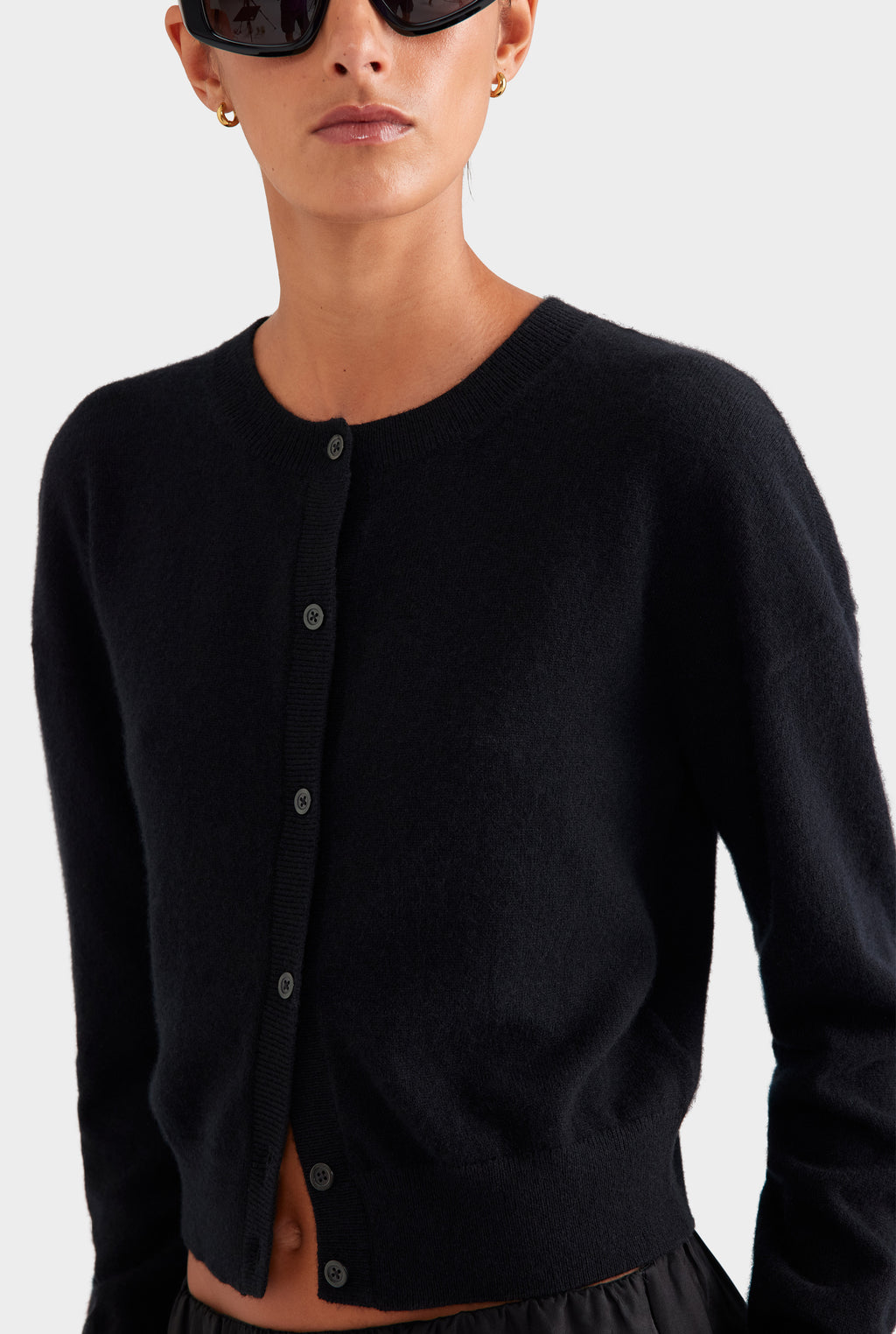 Dropshoulder Cashmere Cardigan - Black