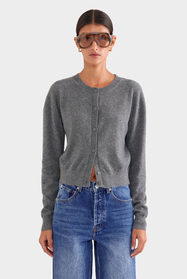 Dropshoulder Cashmere Cardigan - Charcoal