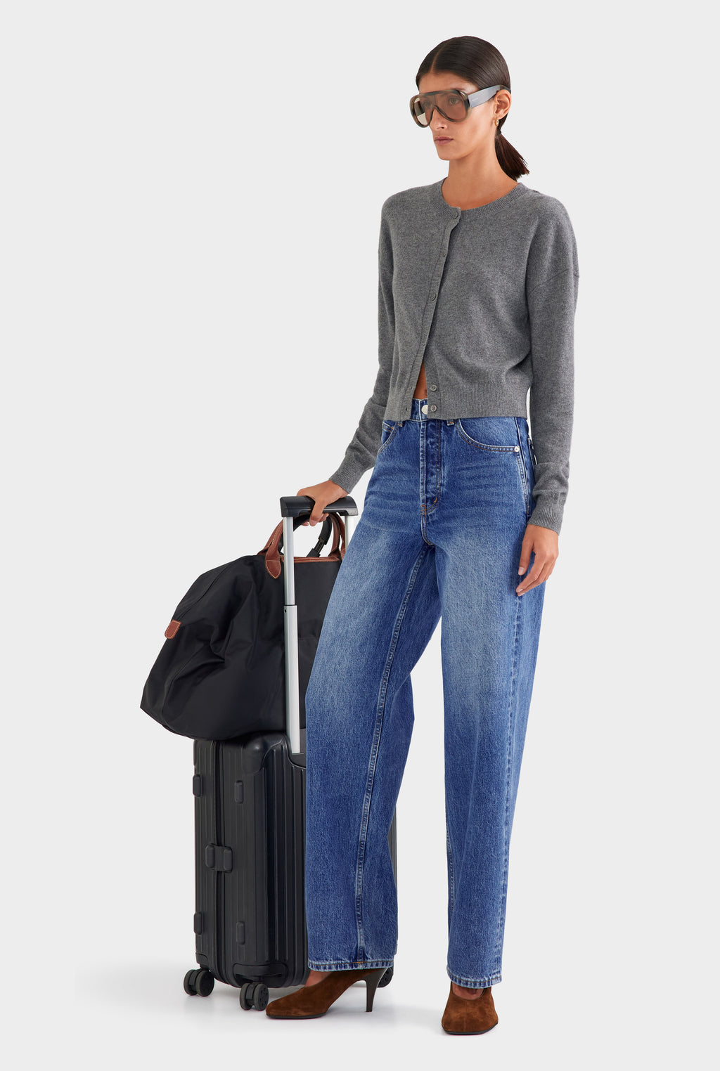 Dropshoulder Cashmere Cardigan - Charcoal