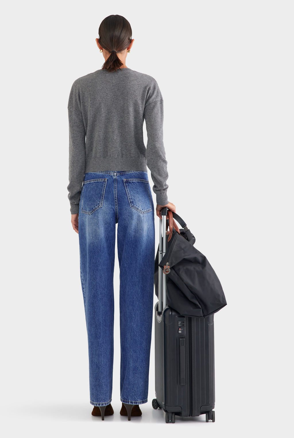 Dropshoulder Cashmere Cardigan - Charcoal