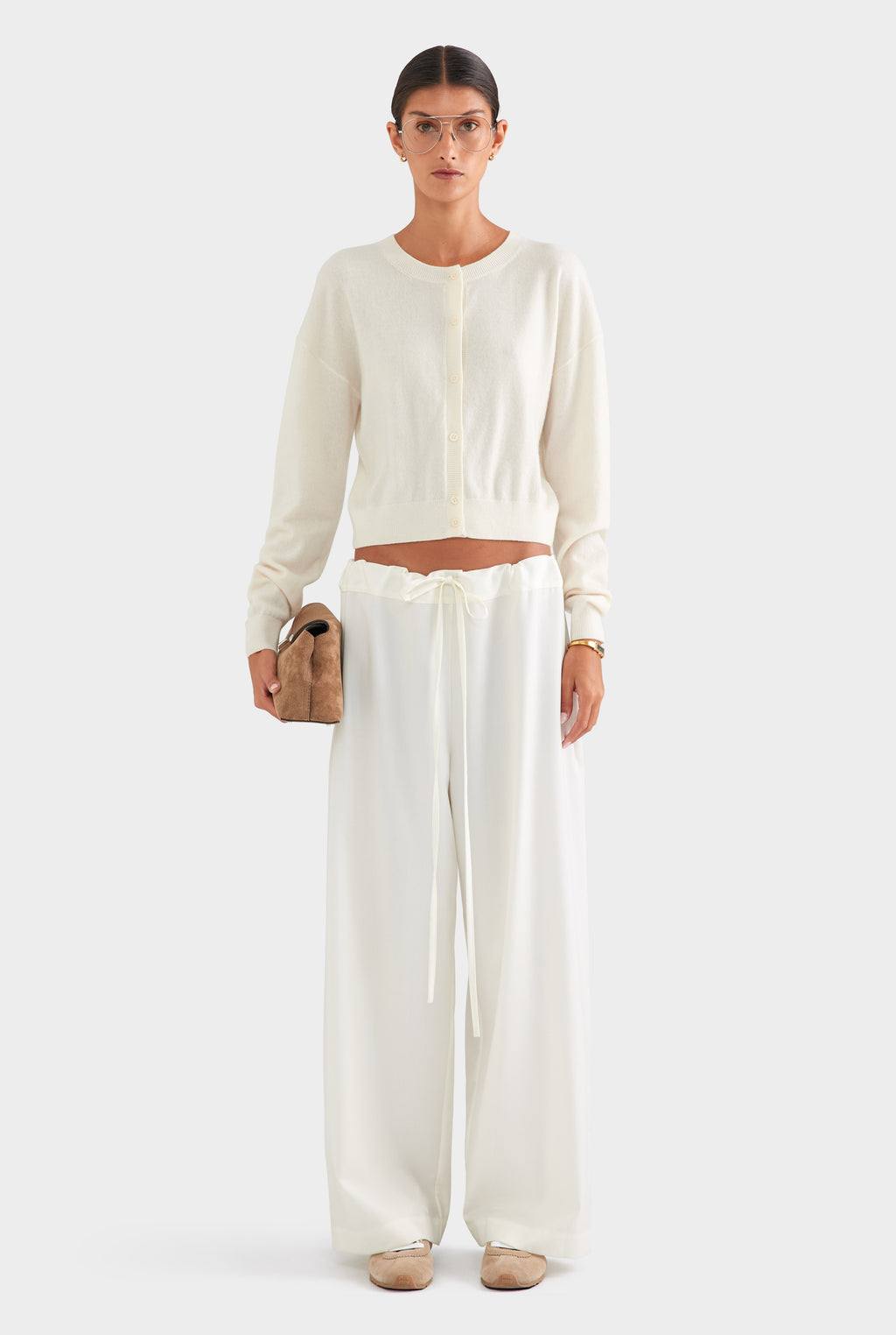 Dropshoulder Cashmere Cardigan - Off White