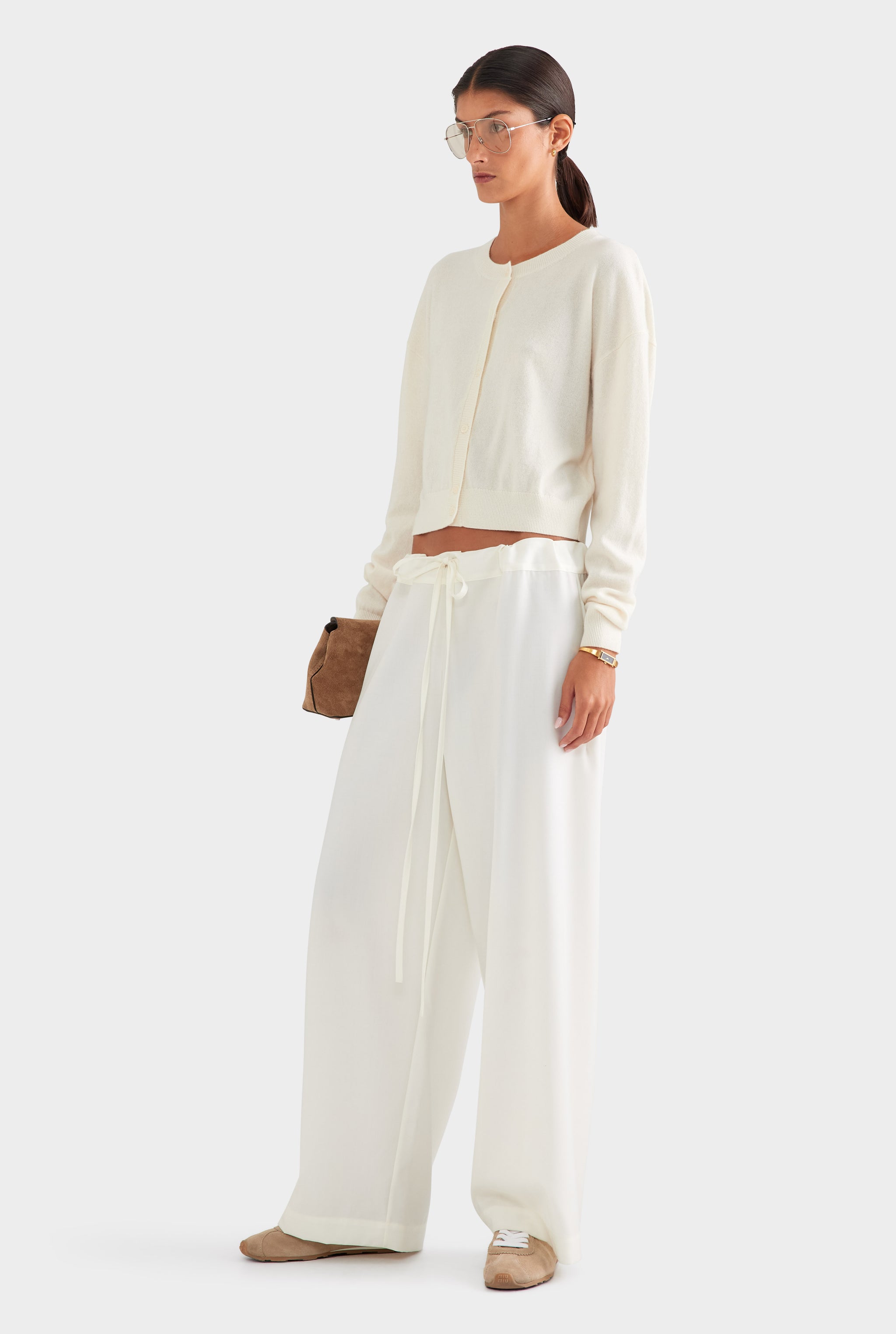Dropshoulder Cashmere Cardigan - Off White