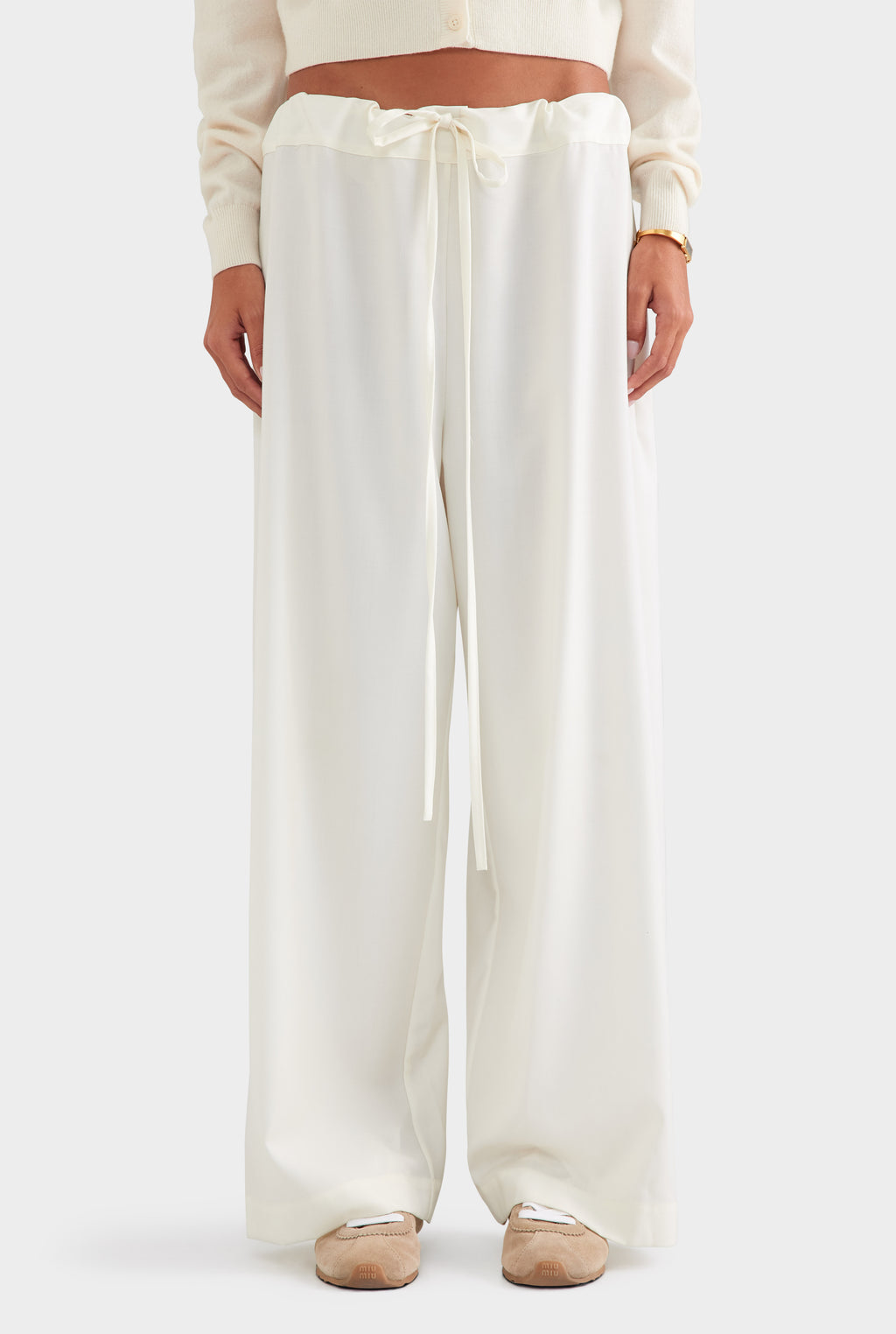 Wool Paperbag Pant - Cream
