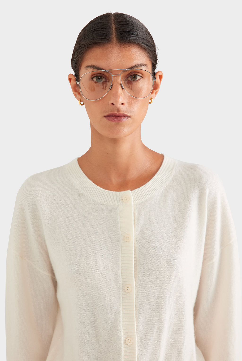 Dropshoulder Cashmere Cardigan - Off White