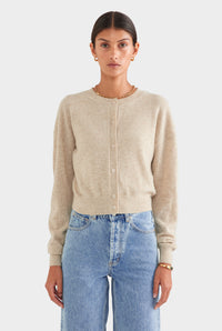 Dropshoulder Cashmere Cardigan - Sand
