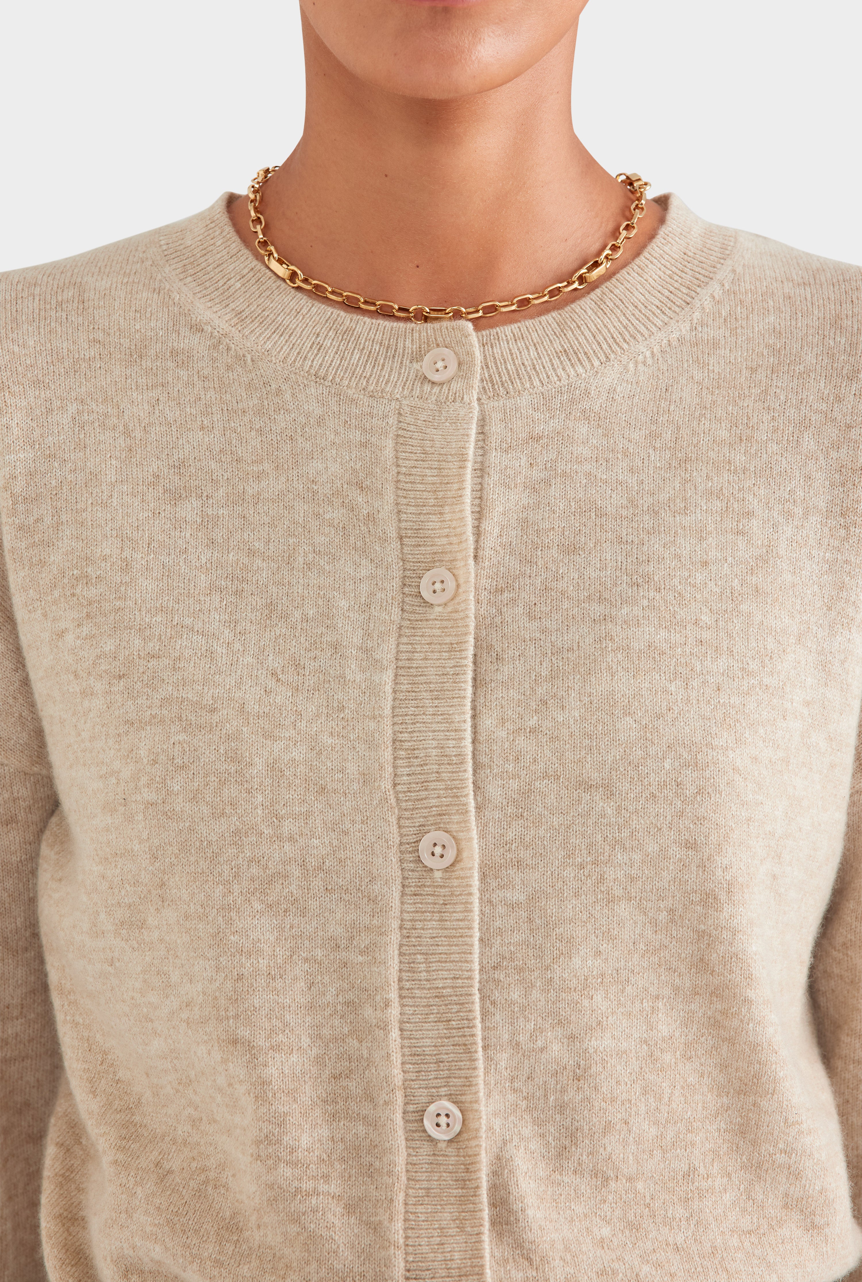 Womens Dropshoulder Cashmere Cardigan in Sand | Venroy – VENROY
