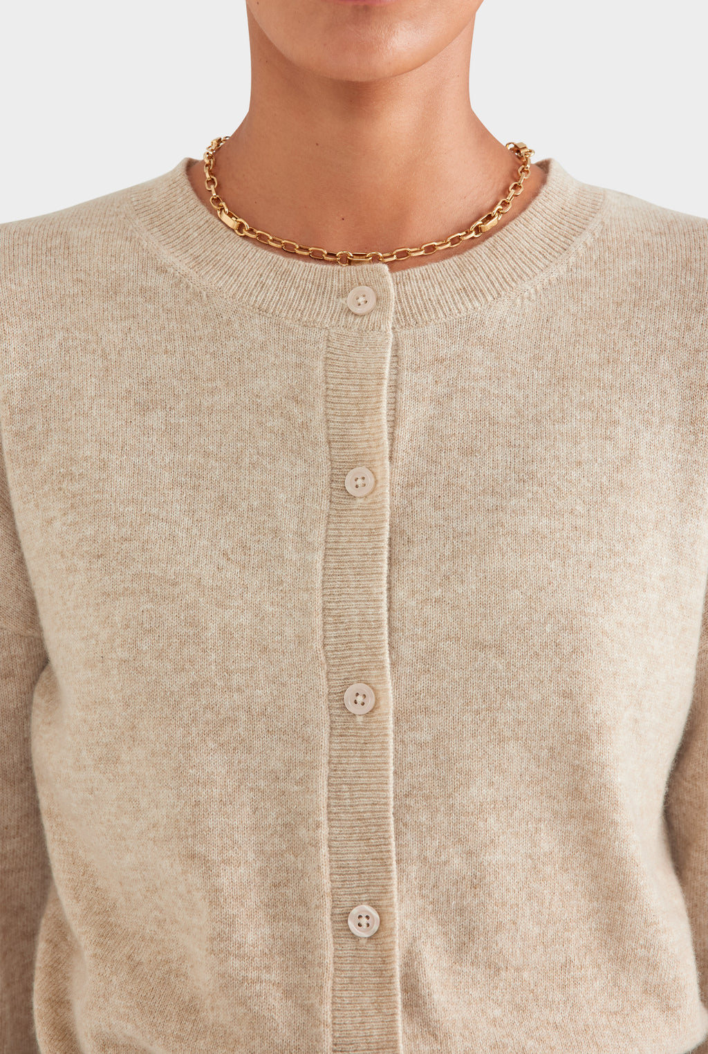 Dropshoulder Cashmere Cardigan - Sand