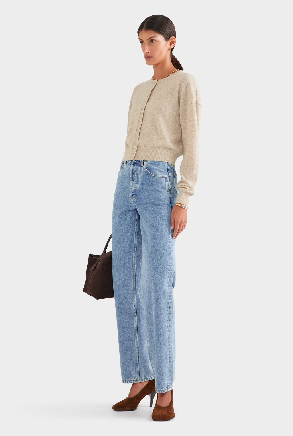 Dropshoulder Cashmere Cardigan - Sand