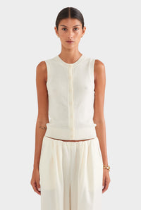 Cashmere Button Through Tank - Off White