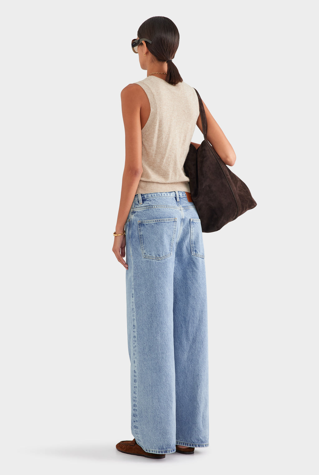 Cashmere Button Through Tank - Sand