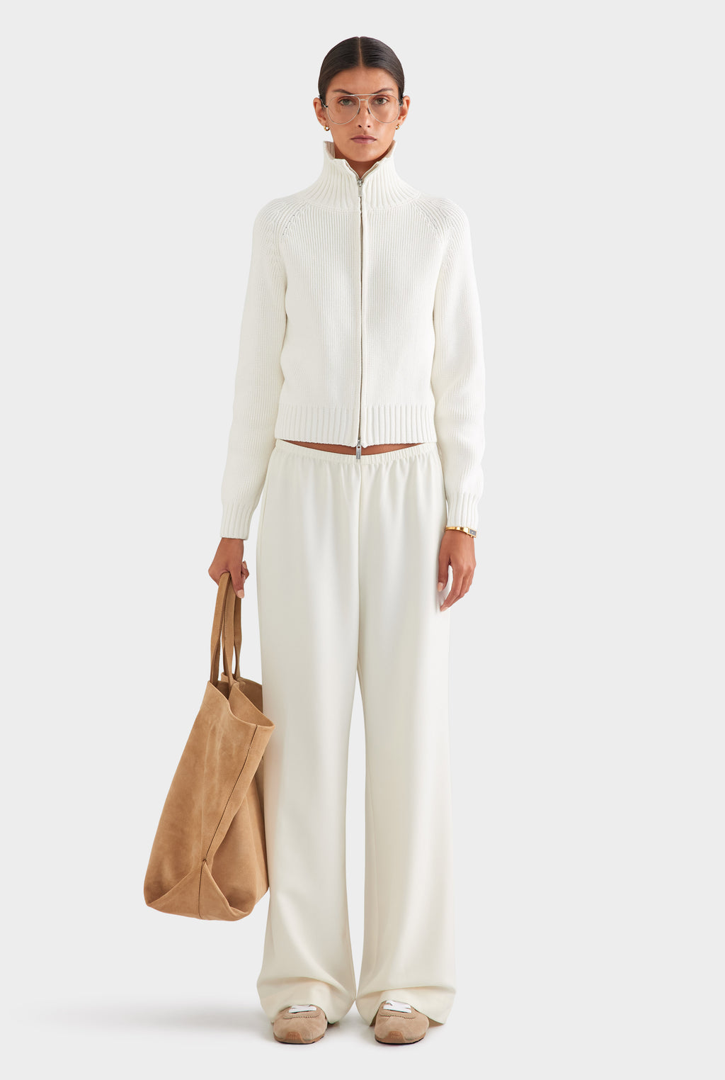 Crepe Elastic Waist Pant - Off White