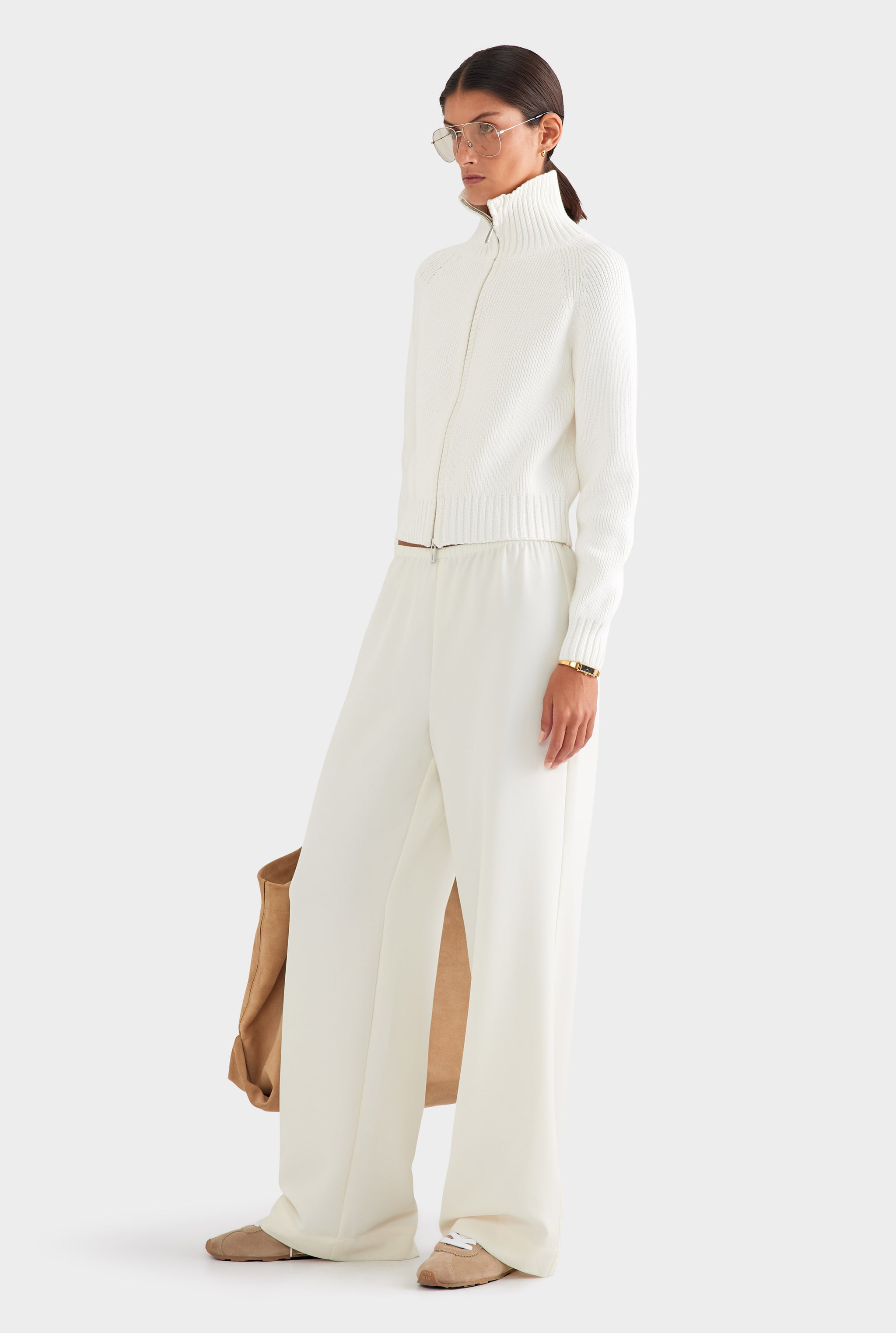 Crepe Elastic Waist Pant - Off White