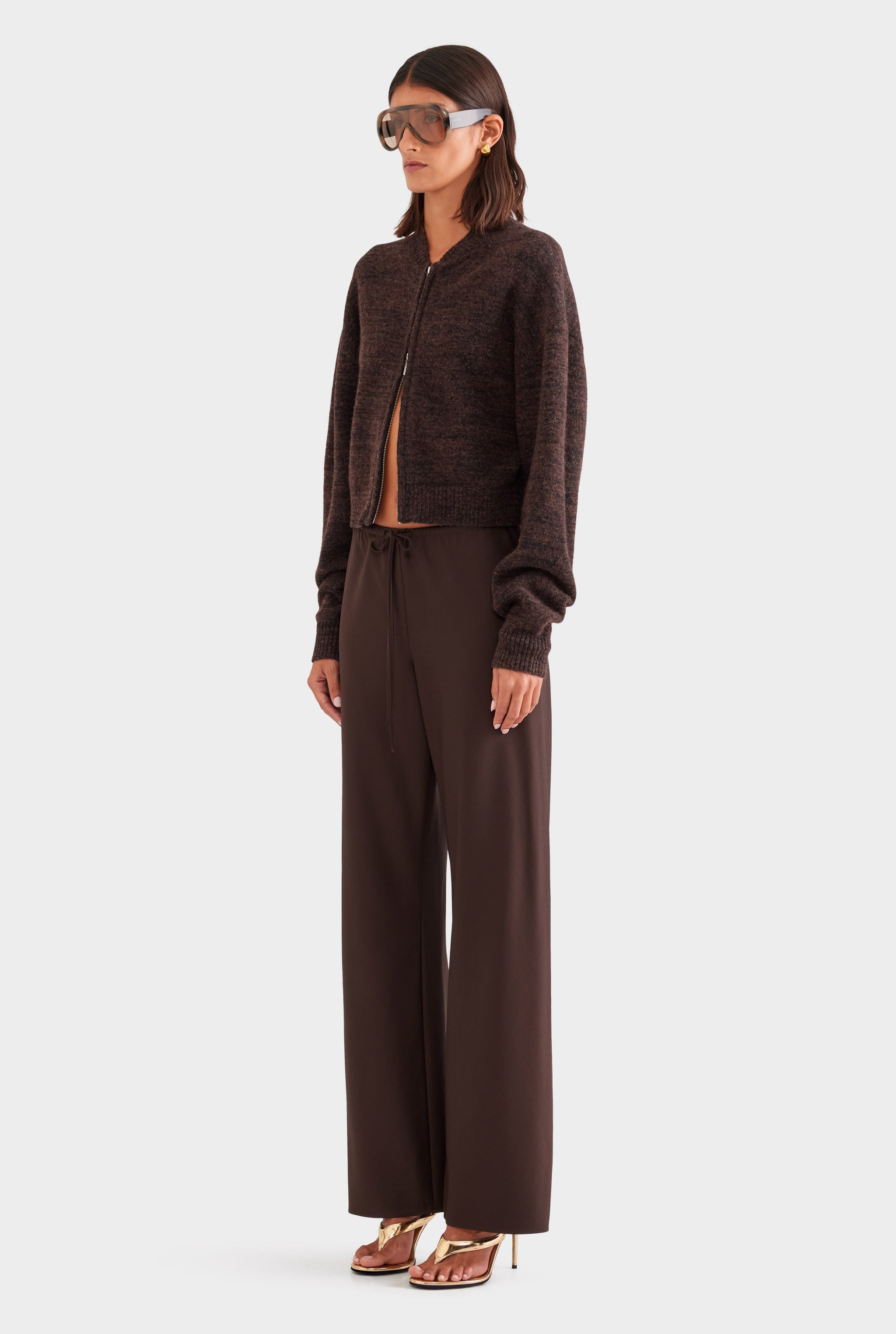 Boucle Knit Bomber - Chocolate