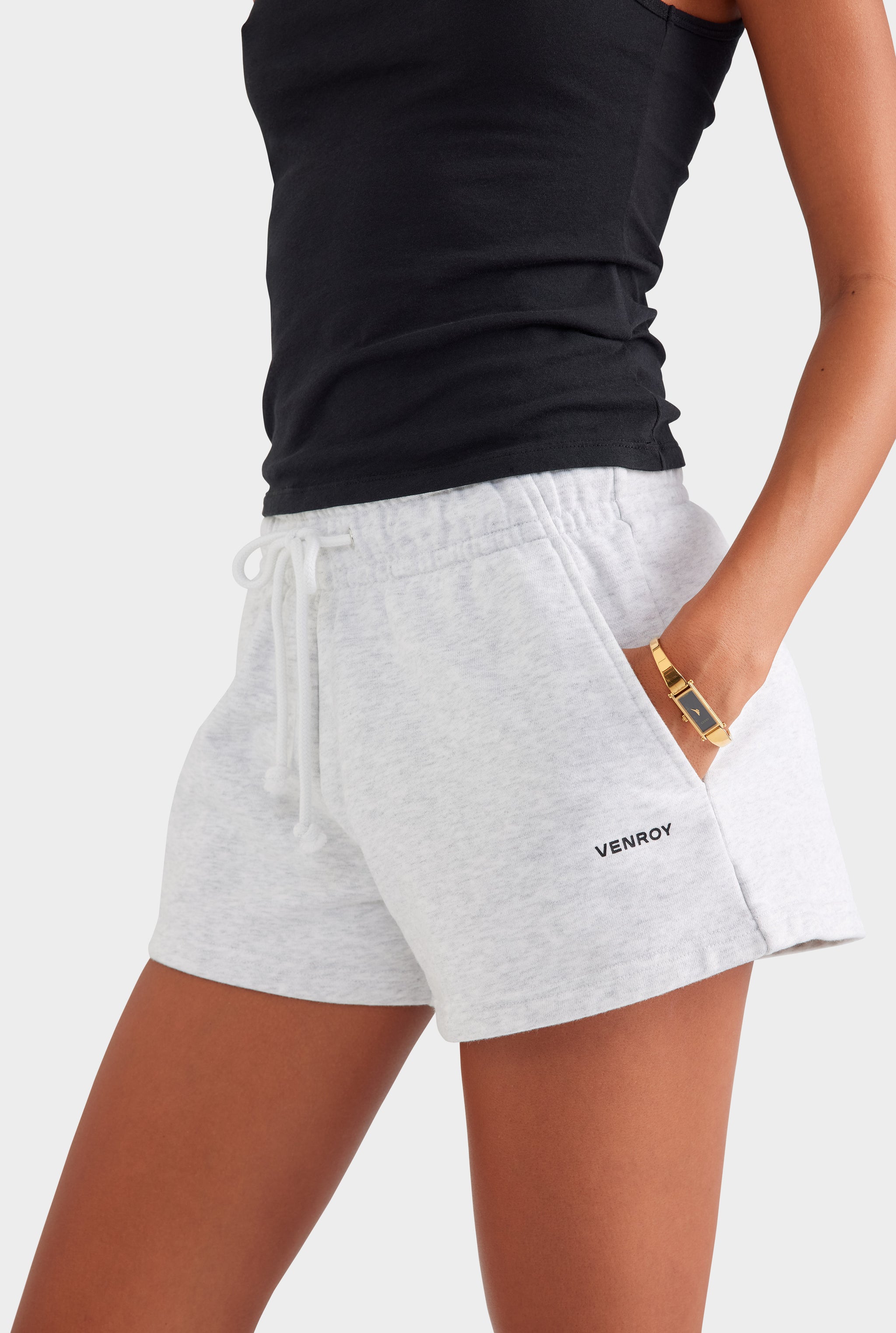 Fleece Track Shorts - Light Grey Marl