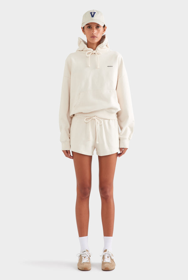 Fleece Track Shorts - Cream