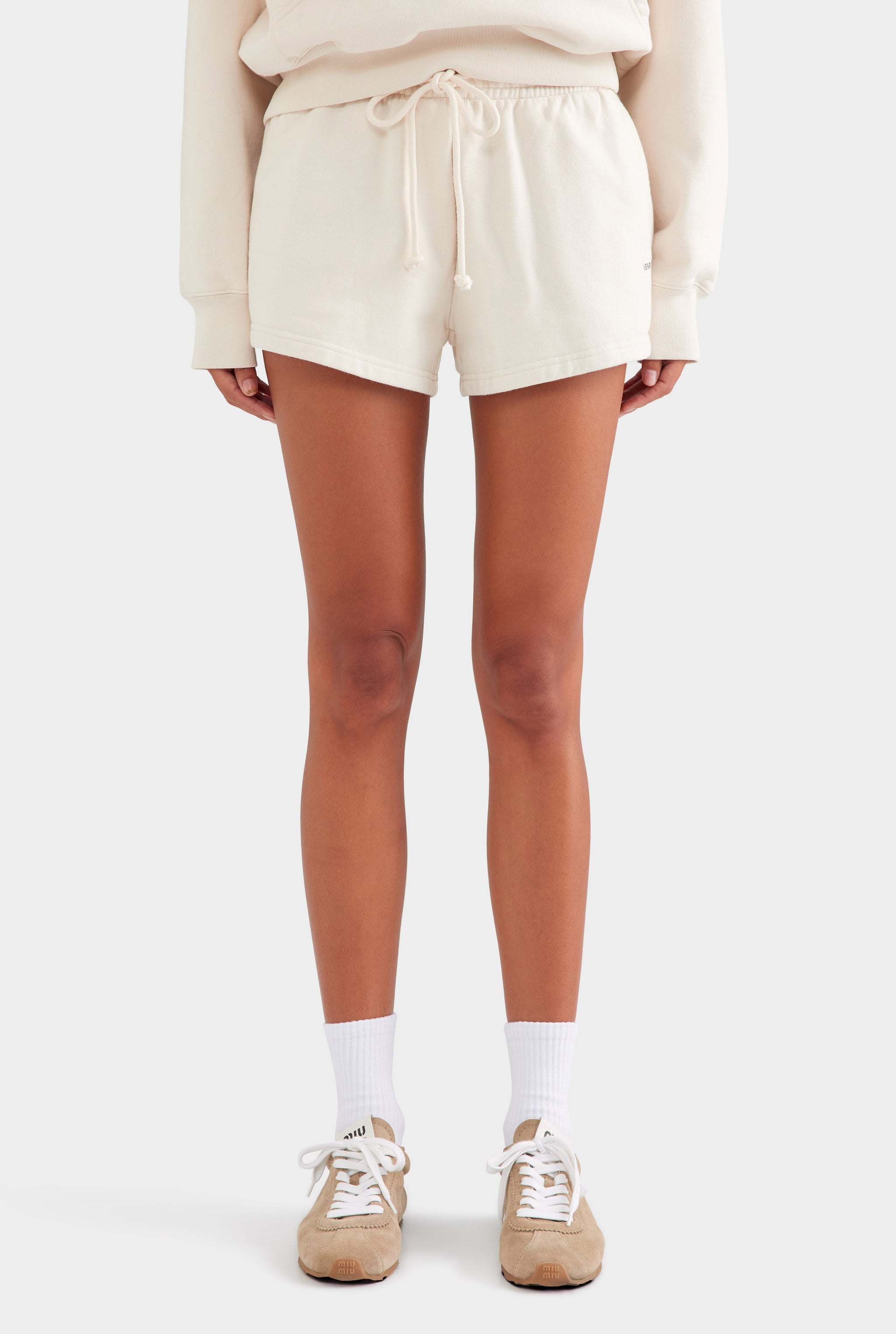 Fleece Track Shorts - Cream