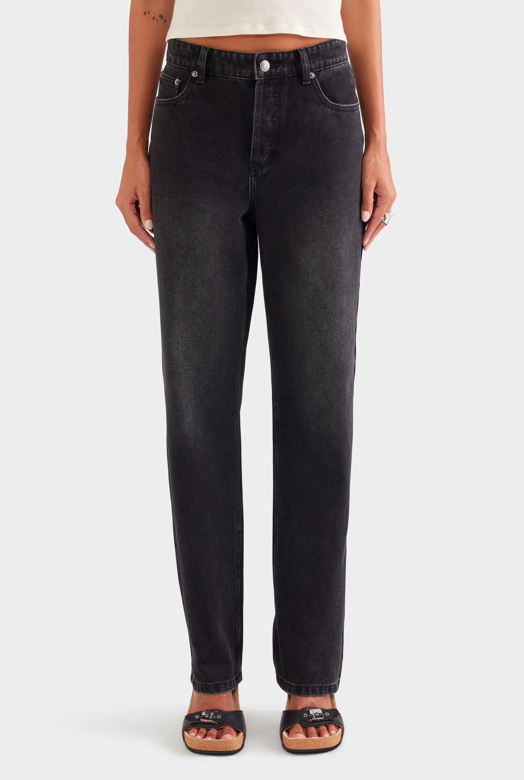 Straight Leg Jean - Washed Black