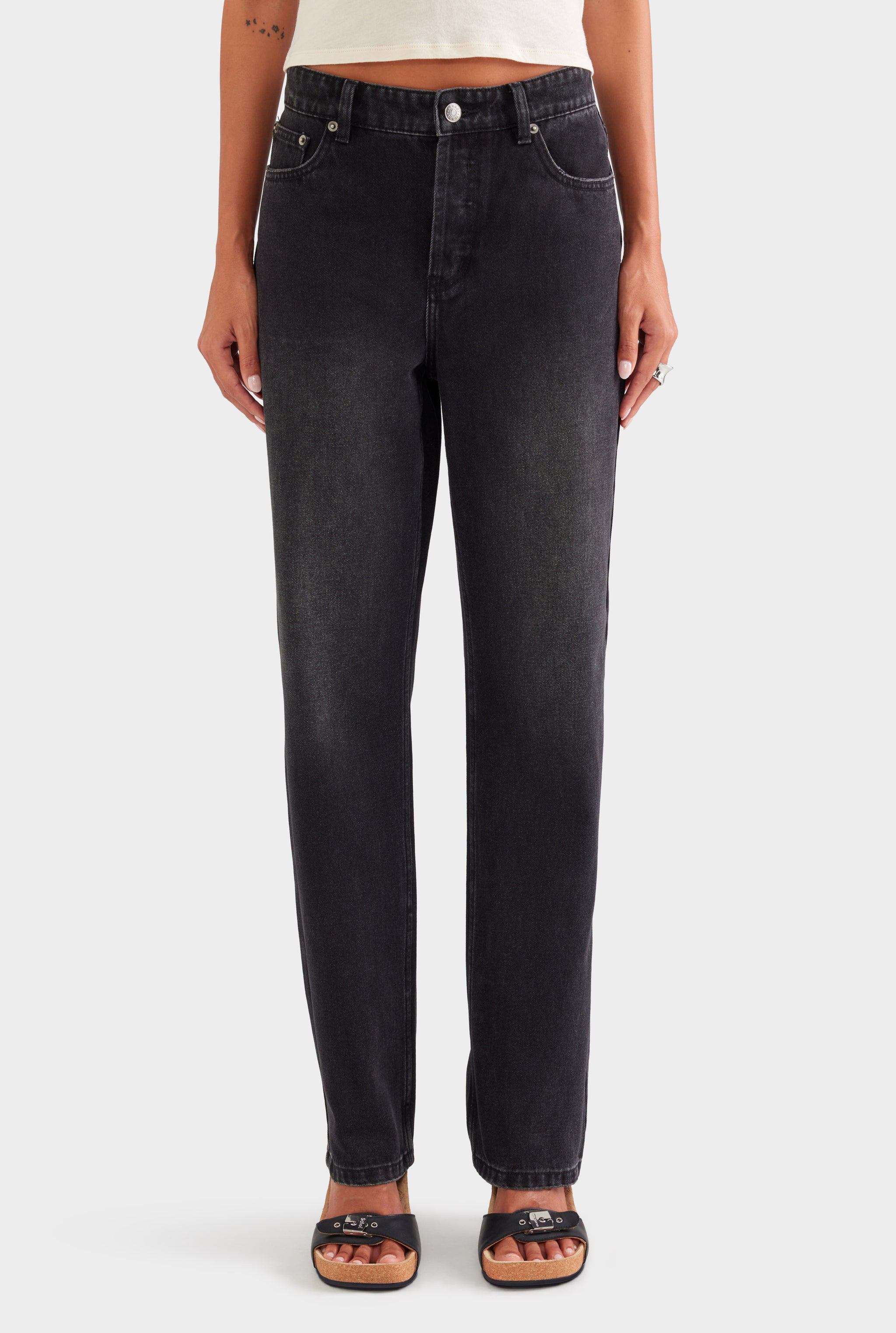 Straight Leg Jean - Washed Black