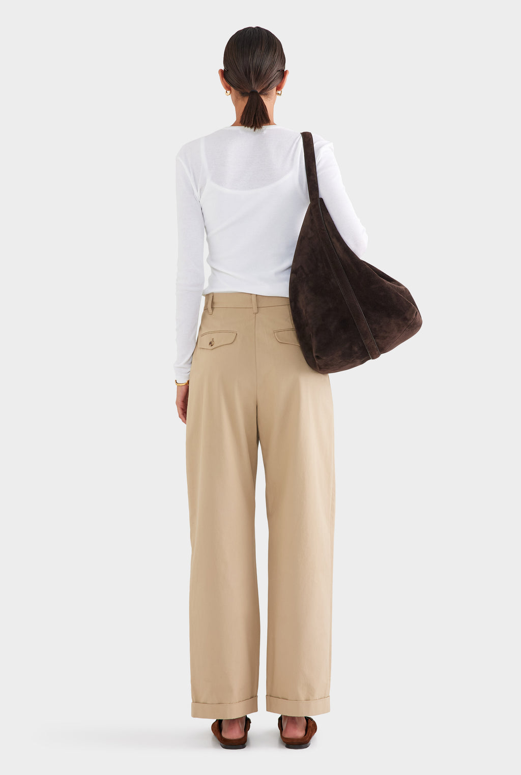 Tapered Cotton Pleat Pant - Pale Khaki