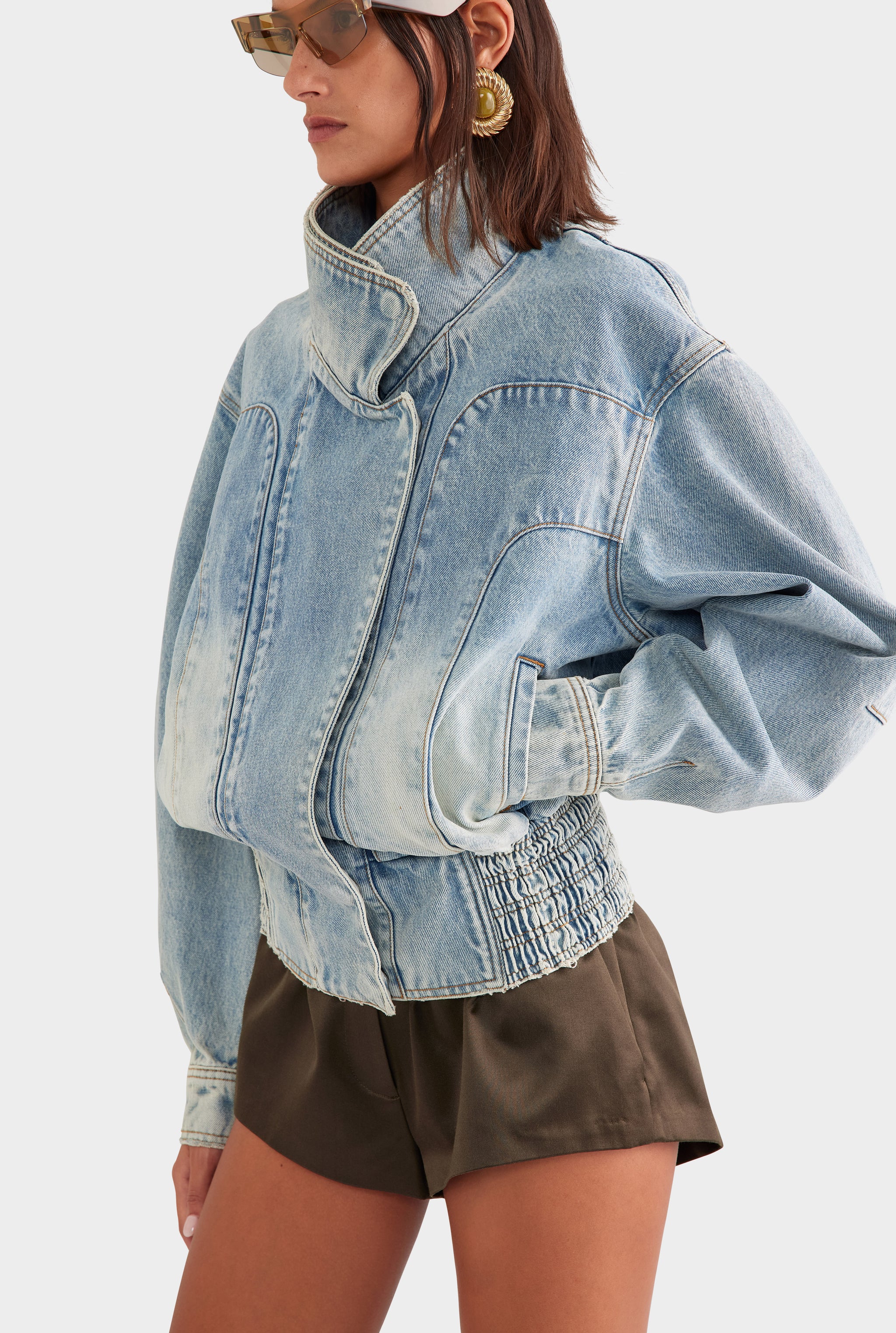 Panelled Denim Jacket - Light Vintage Wash