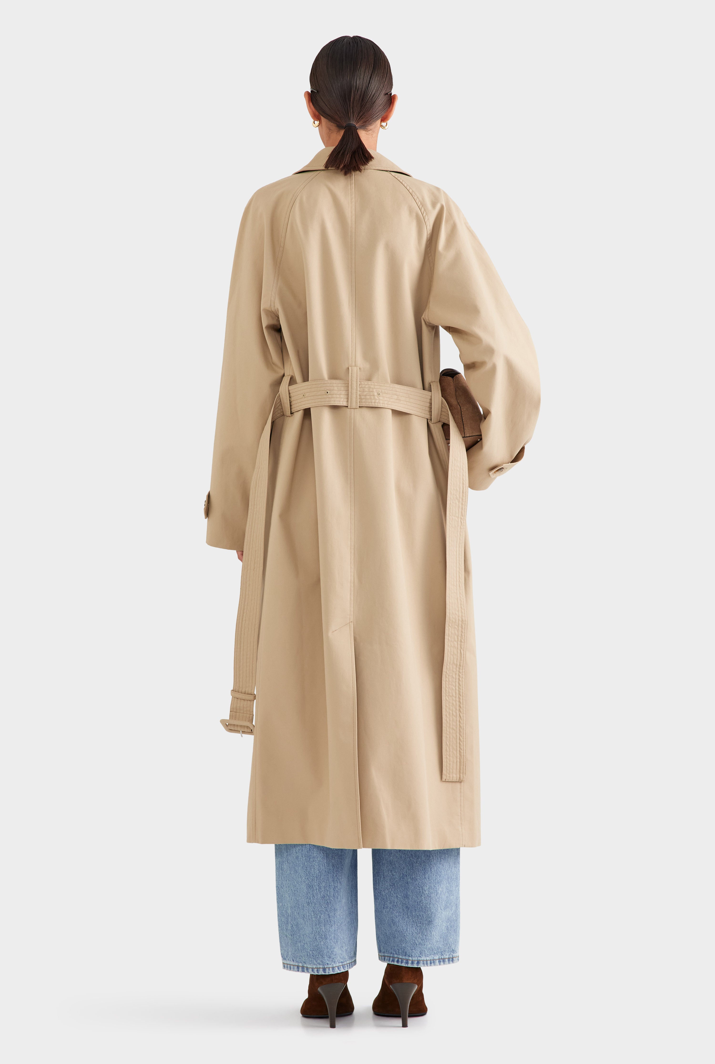 Oversized Cotton Trench Coat Pale Khaki | Venroy – VENROY