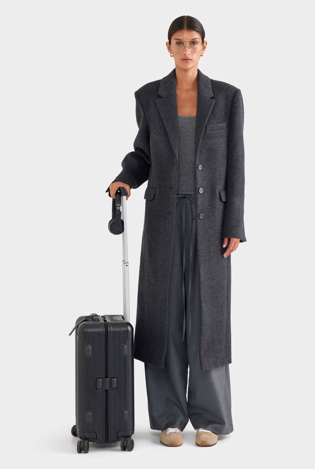 Wool Cashmere Coat - Charcoal Marl