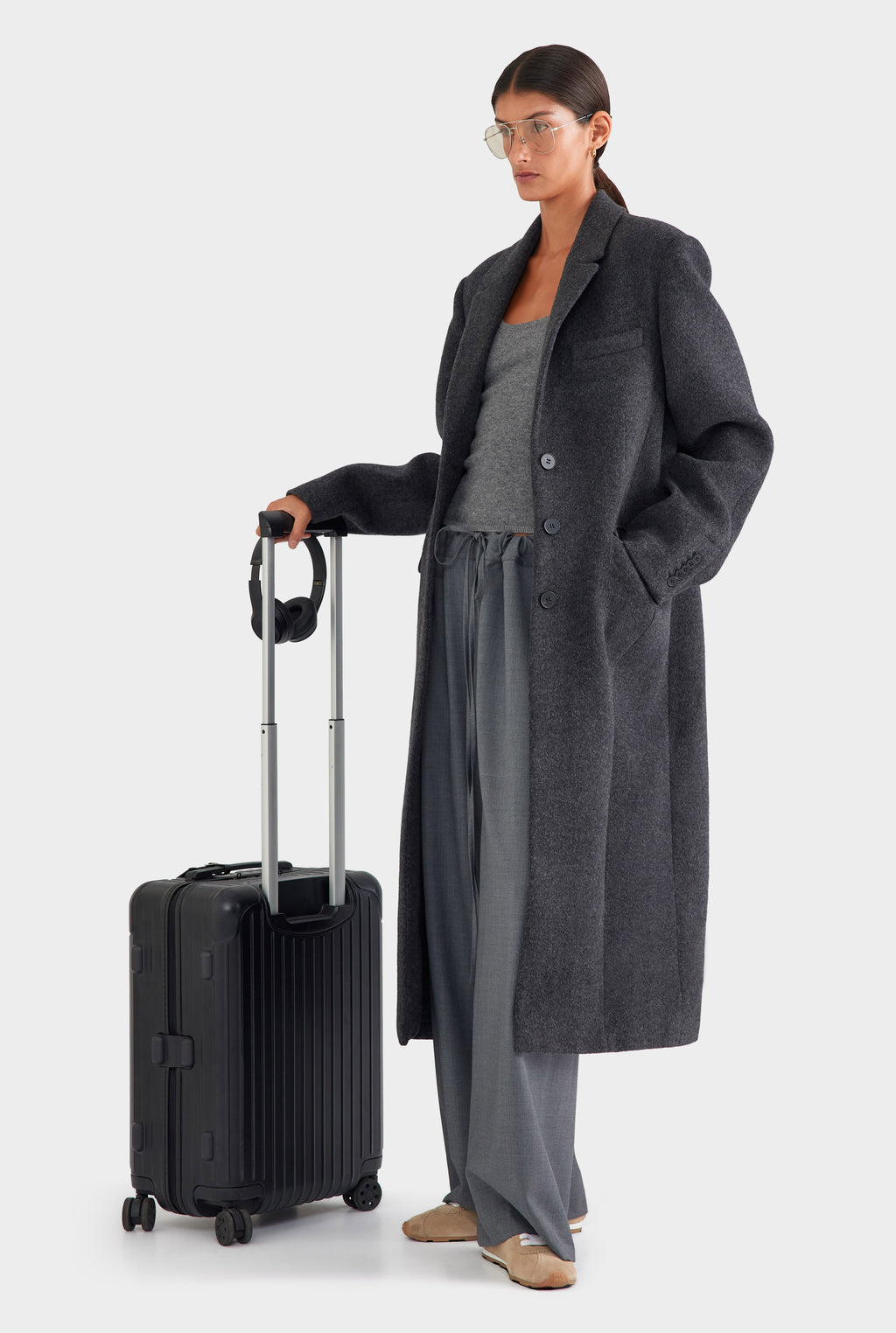 Wool Cashmere Coat - Charcoal Marl