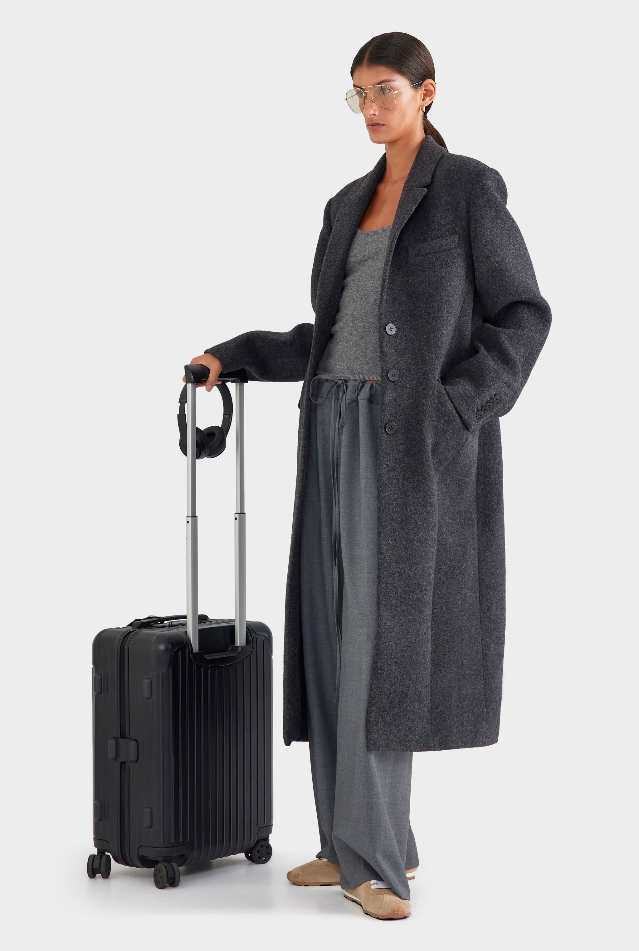 Wool Cashmere Coat - Charcoal Marl