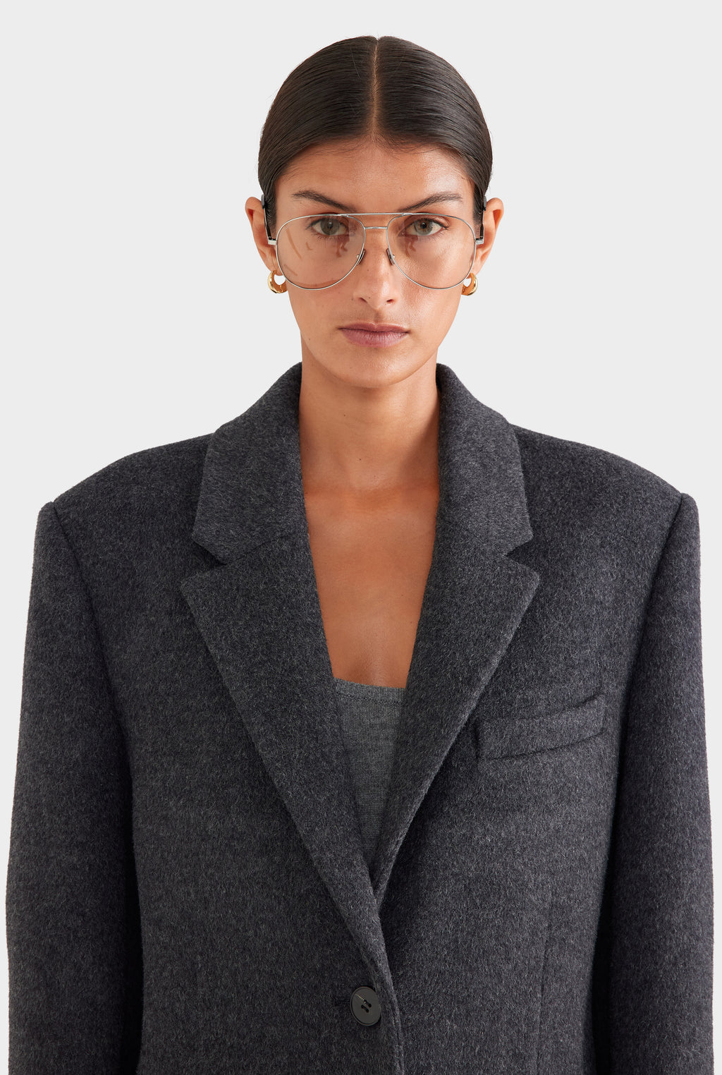 Wool Cashmere Coat - Charcoal Marl