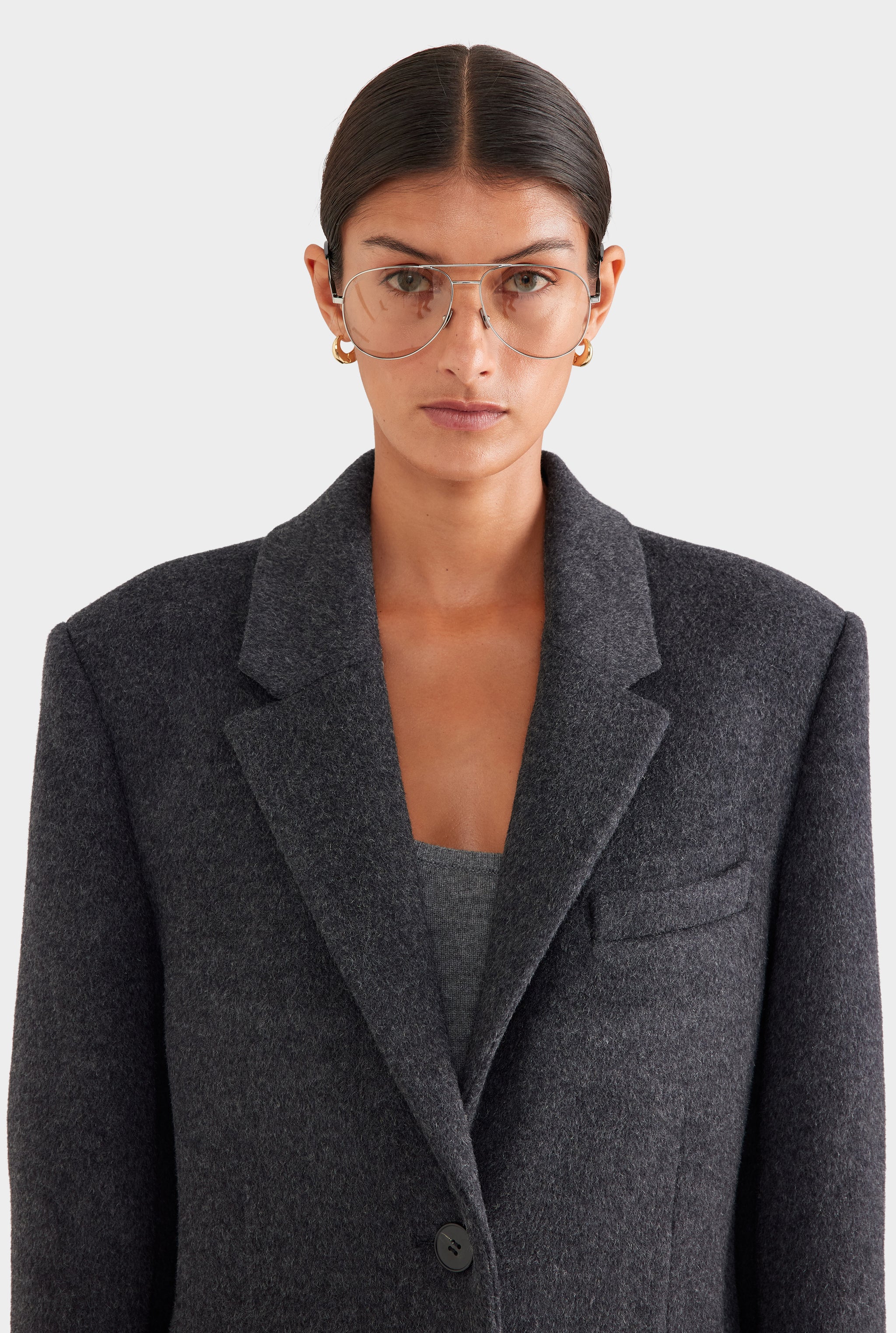 Wool Cashmere Coat - Charcoal Marl