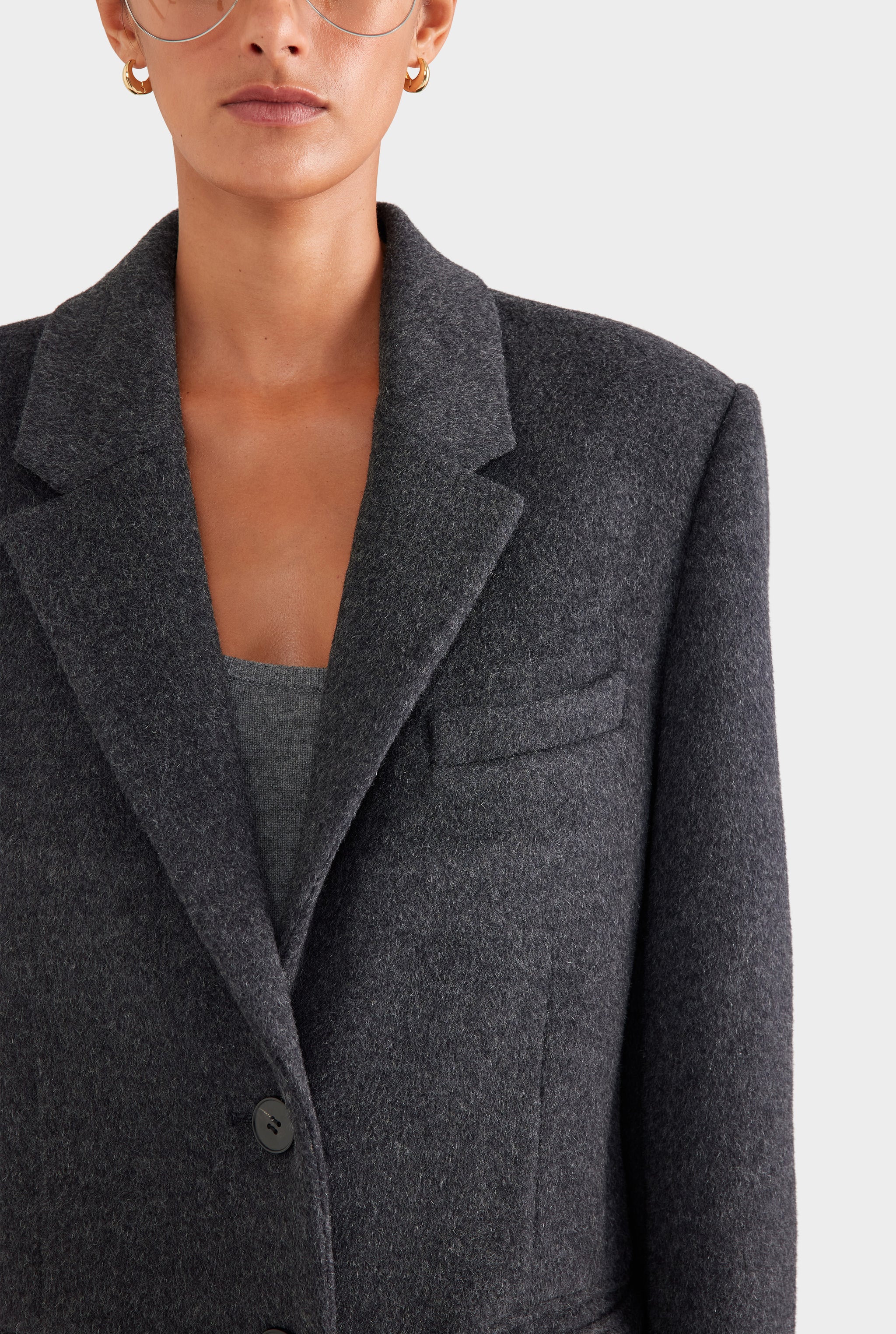 Wool Cashmere Coat - Charcoal Marl