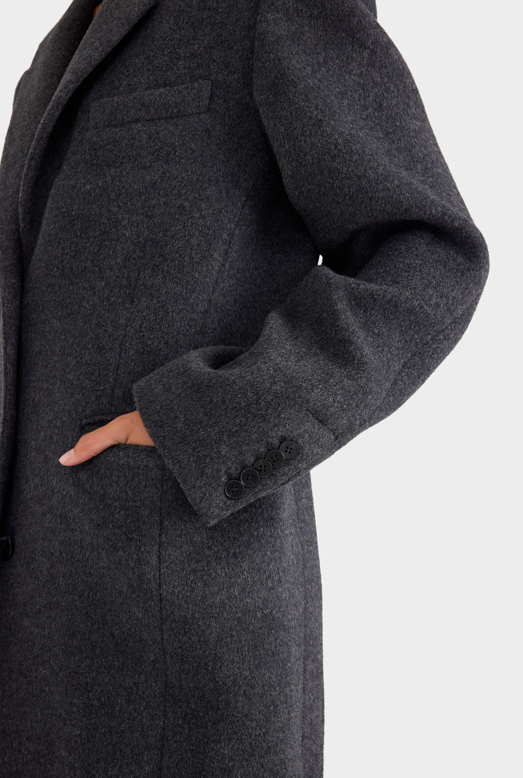 Wool Cashmere Coat - Charcoal Marl