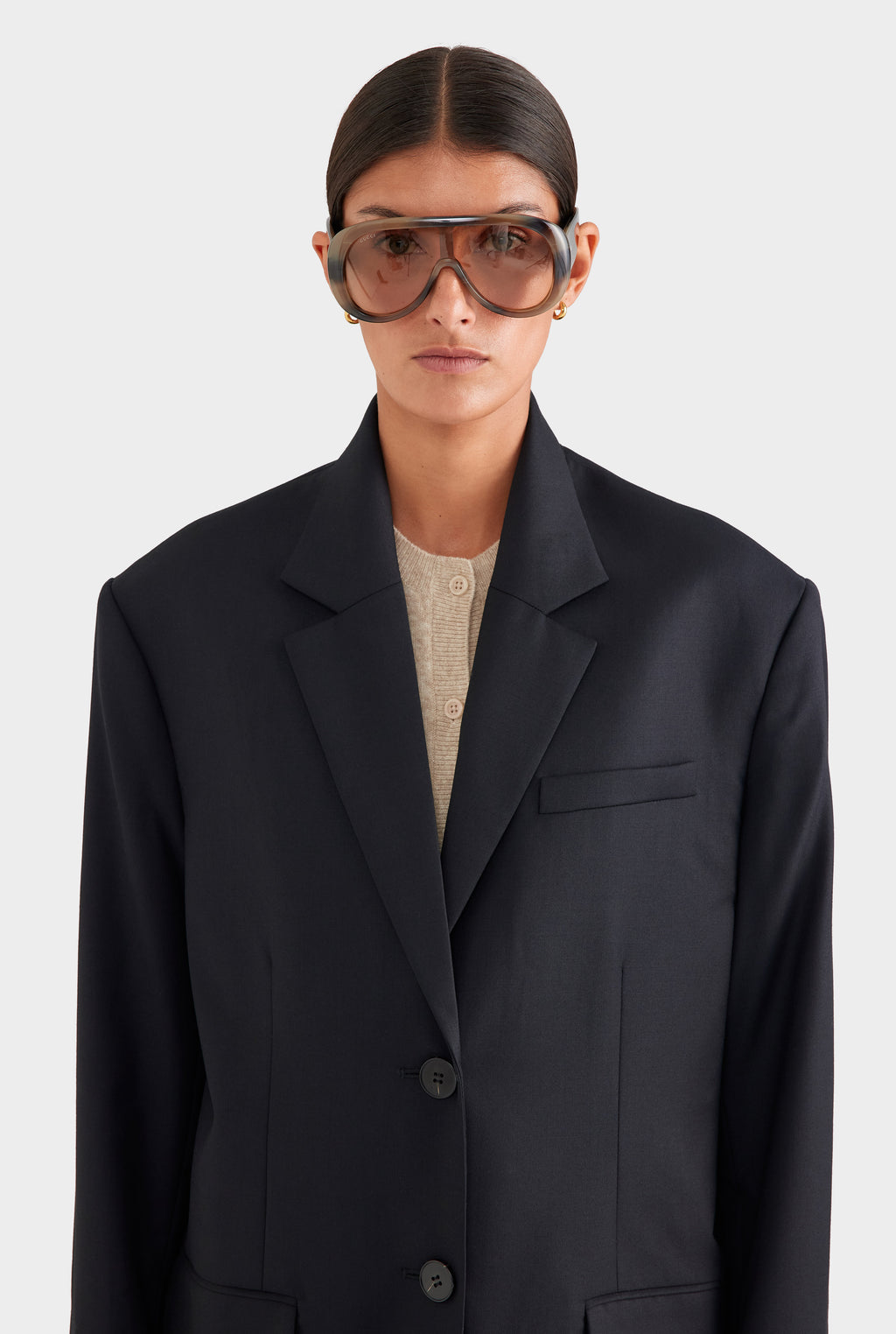 Relaxed Wool Blazer - Black