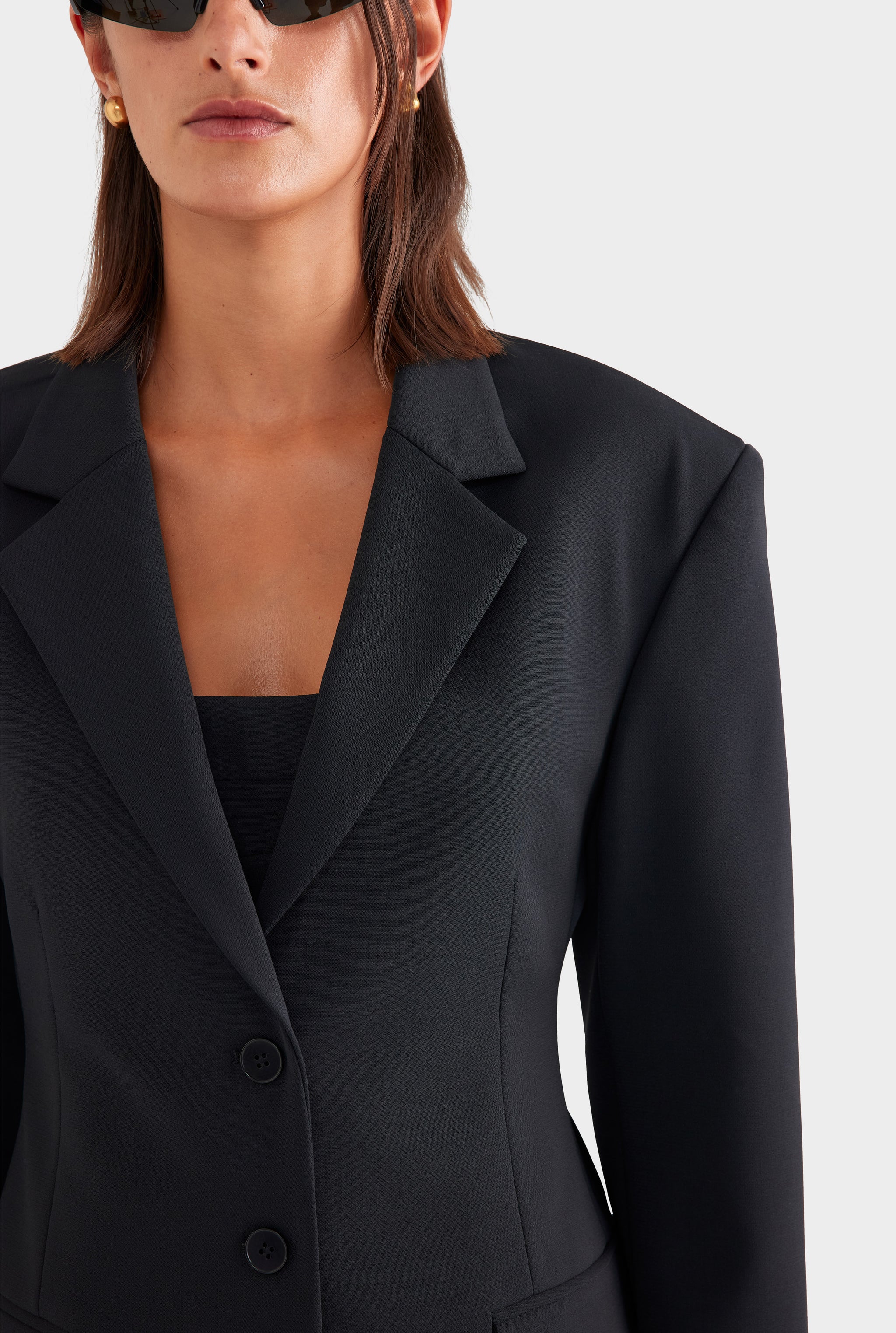 Scuba Wool Sculpted Blazer - Black