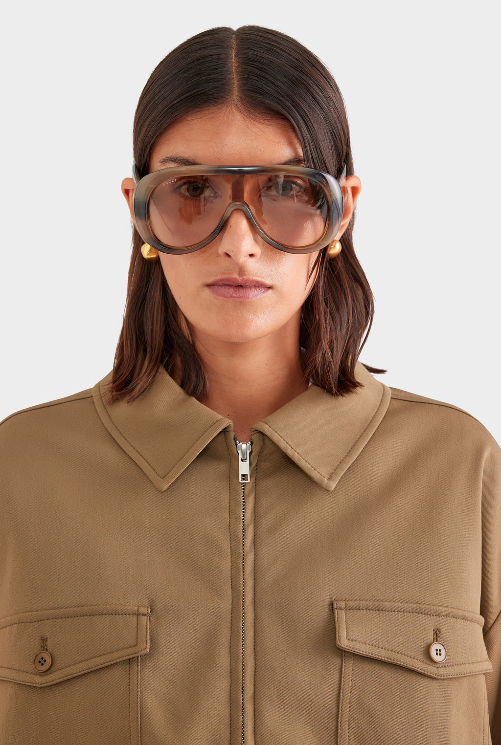Wool Twill Zip Jacket - Olive