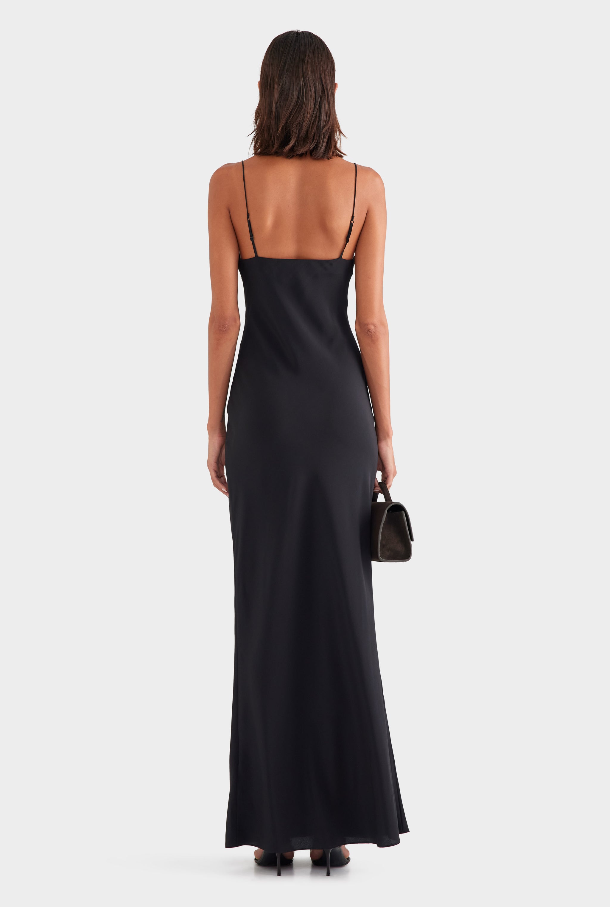 Silk Underwire Slip Dress - Black
