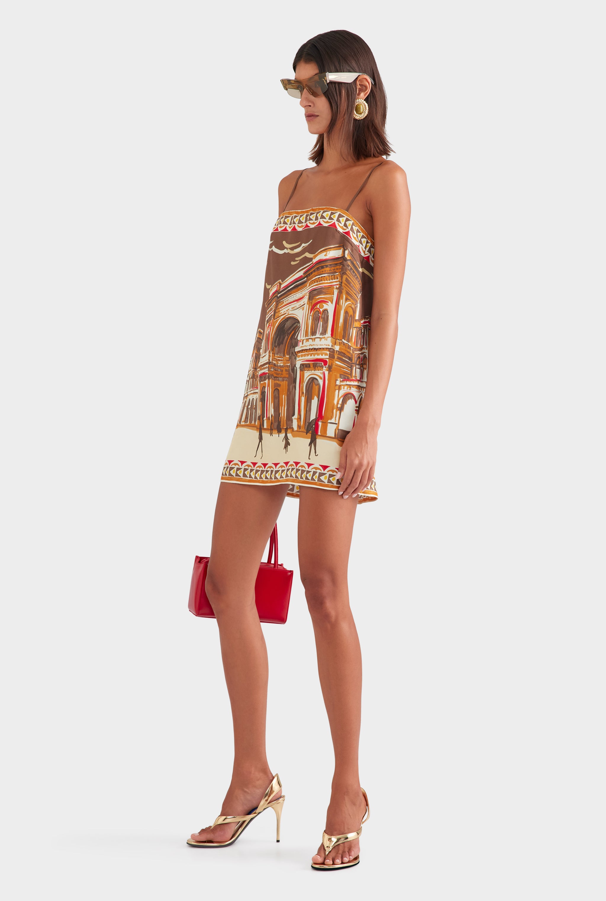 Silk Twill Mini Dress - Milano Galleria/Brown