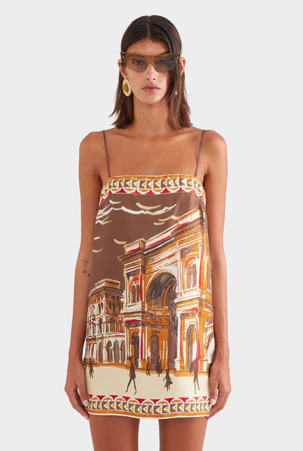 Silk Twill Mini Dress - Milano Galleria/Brown