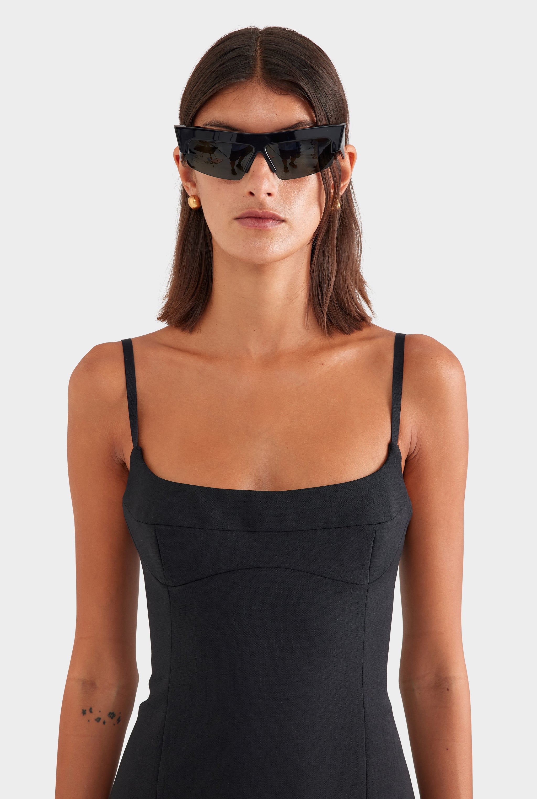 Scuba Wool Mini Dress - Black