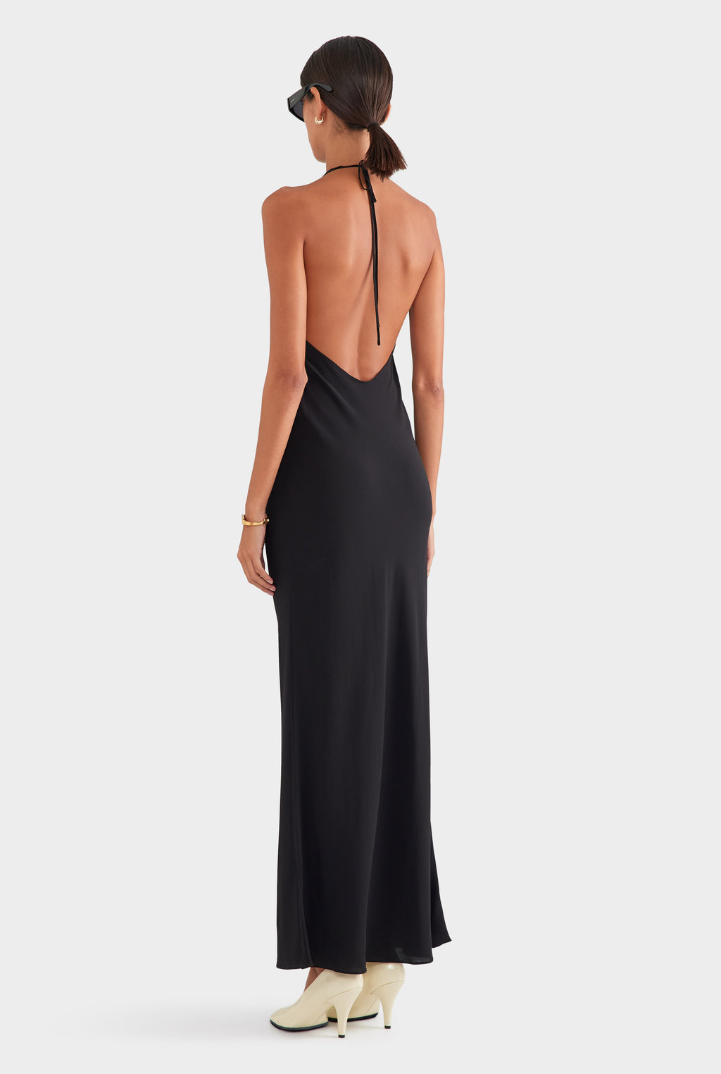 Silk Halter Maxi Dress - Black