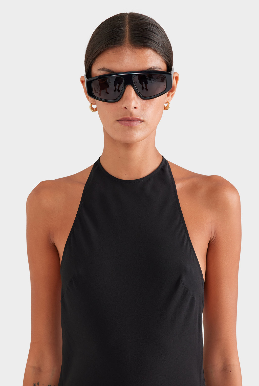 Silk Halter Maxi Dress - Black