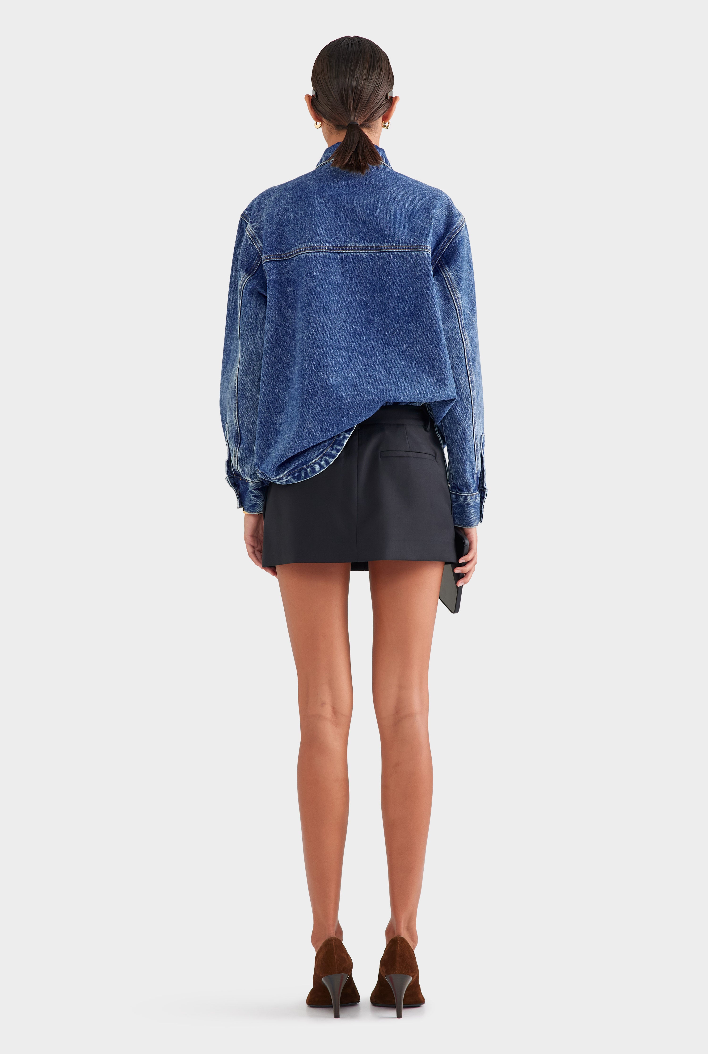 Womens Tailored Wool Mini Skirt Black | Venroy – VENROY