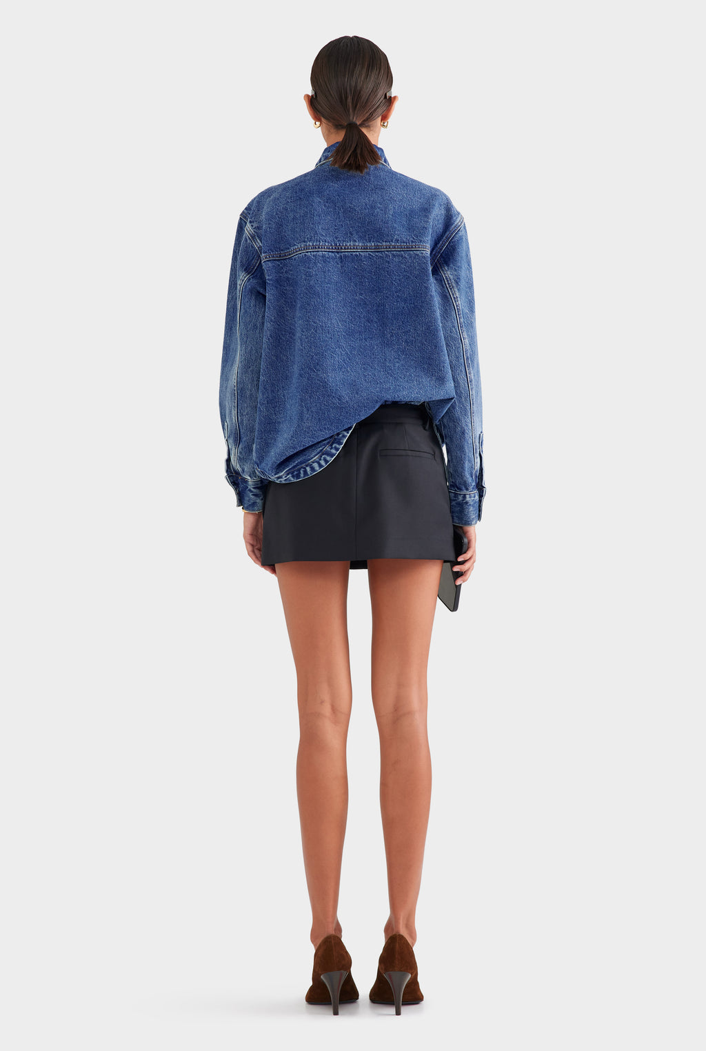 Tailored Wool Mini Skirt - Black