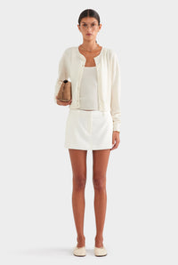 Tailored Wool Mini Skirt - Cream