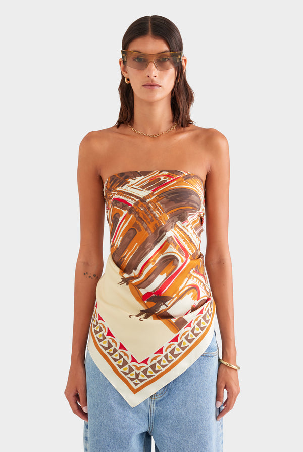 Silk Twill Scarf - Milano Galleria/Brown