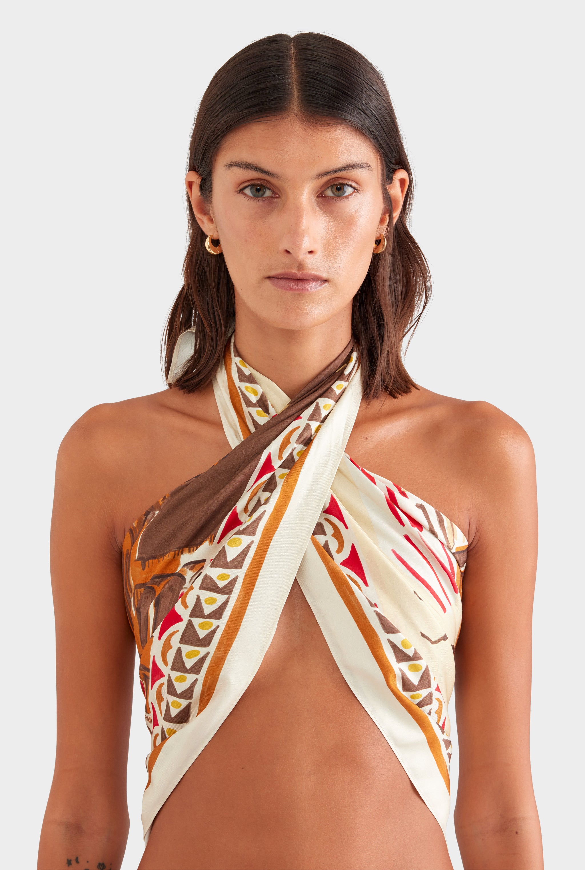 Silk Twill Scarf - Milano Galleria/Brown